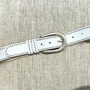 Studded white leather belt